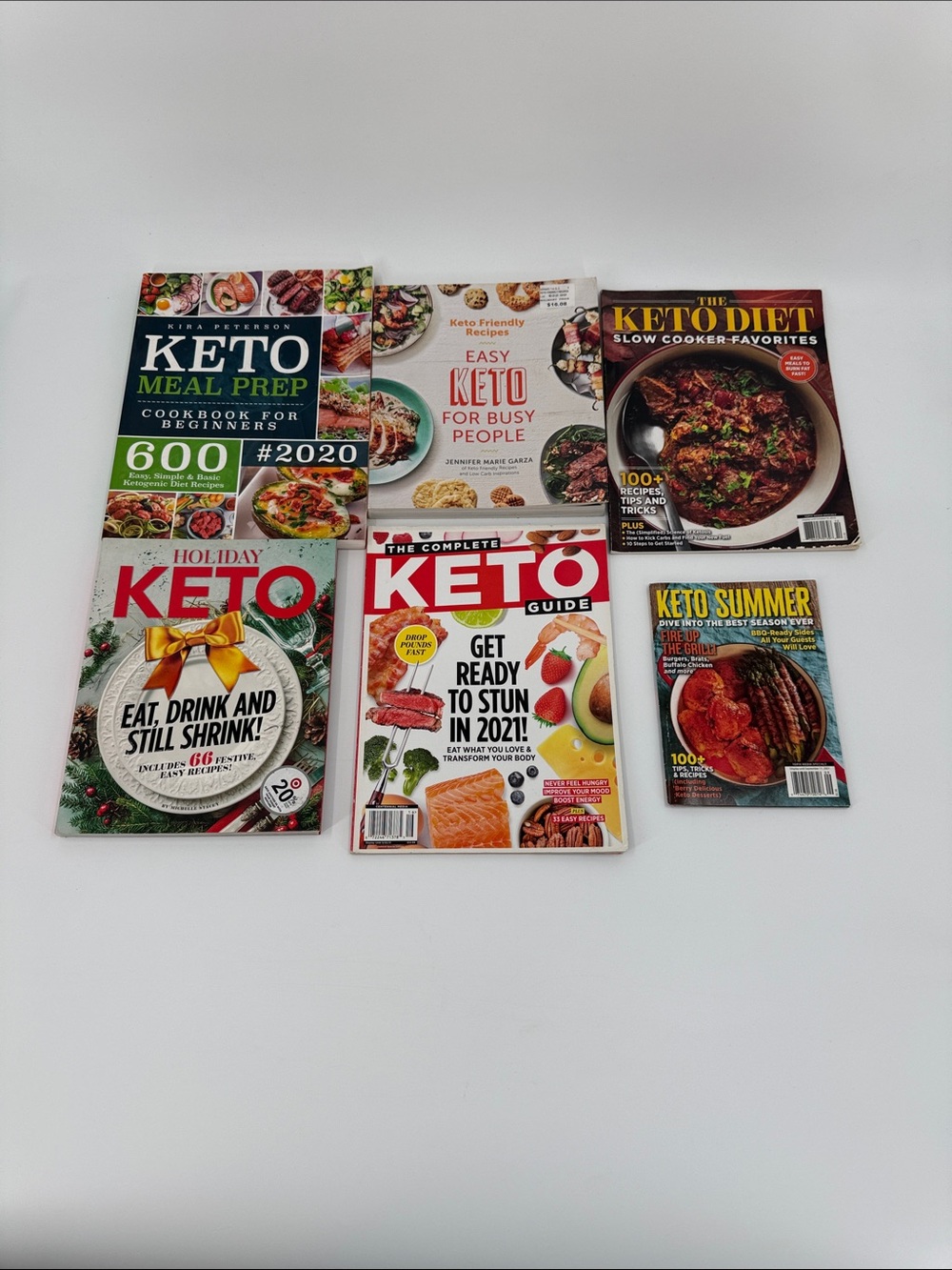 Assorted Keto Cookbooks & Magazines - Red/White Covers